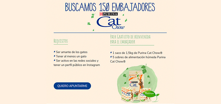 Purina Cat Chow busca 150 embajadores