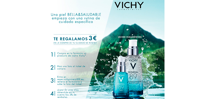 Regalan 3€ en la compra de cuidado de rostro Vichy