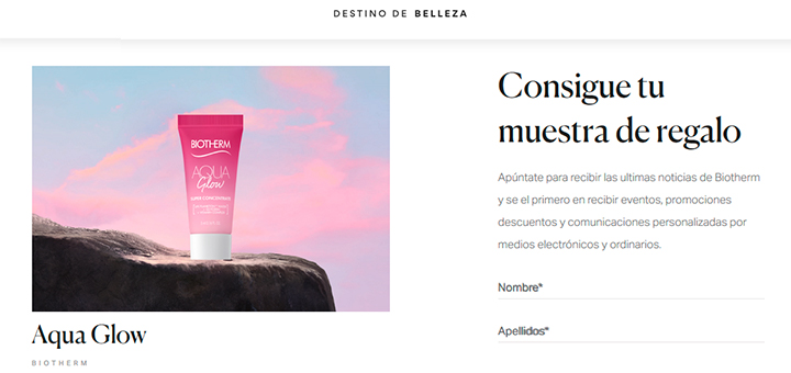 Muestras gratis de Aqua Glow de Biotherm