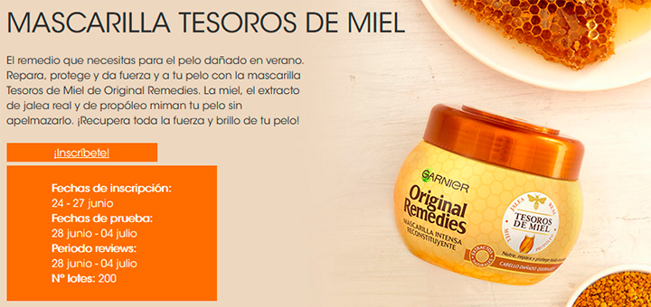 Prueba gratis Mascarilla Tesoros de Miel de Garnier