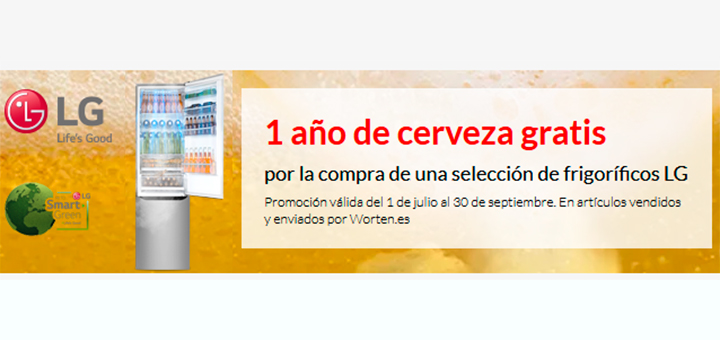 1 año de cerveza gratis con frigoríficos LG