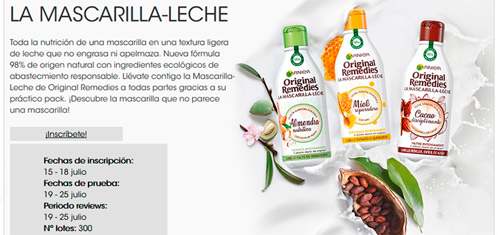 Prueba gratis La Mascarilla-Leche de Original Remedies