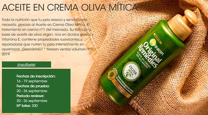 Dan a probar gratis Aceite en crema Oliva Mítica de Original Remedies