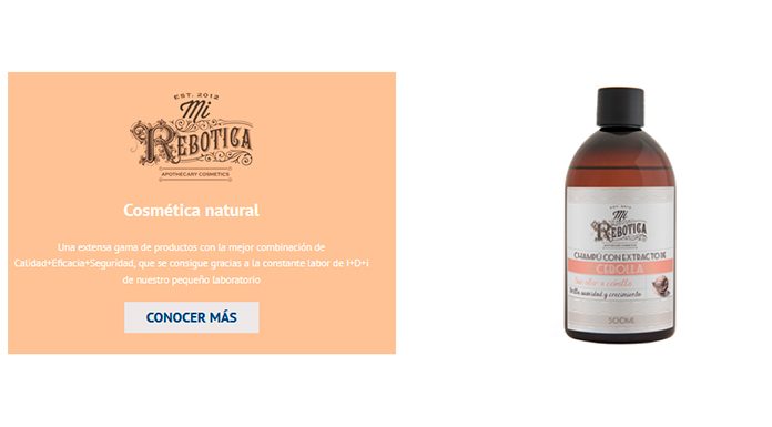 Prueba gratis Cosmética Natural Mi Rebotica con Correos Sampling