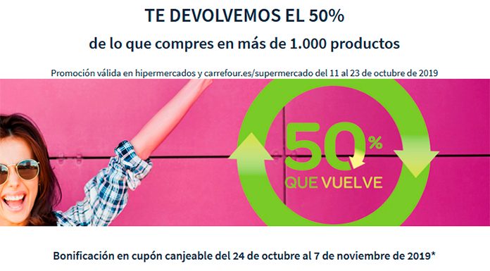 Carrefour te devuelve el 50% de la compra