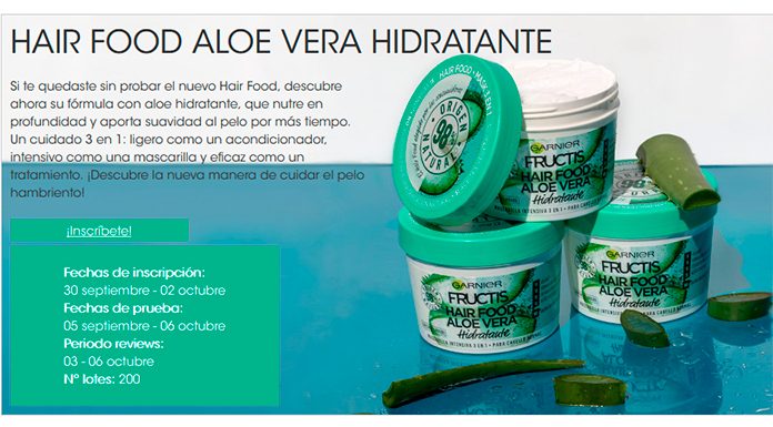 Garnier da a probar gratis Hair Food Aloe Vera Hidratante