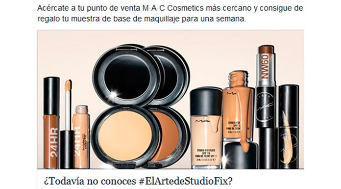 Muestra gratis de base de maquillaje MAC Cosmetics