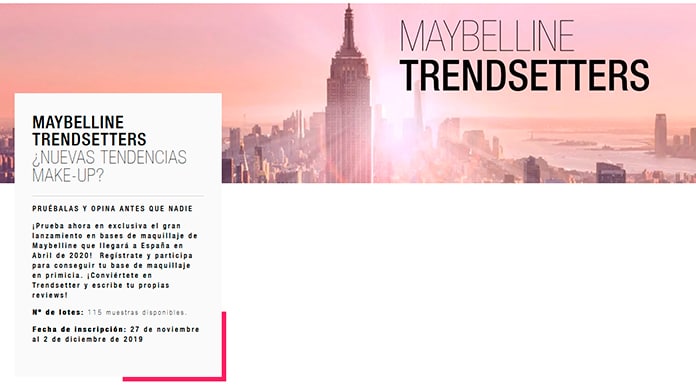 Dan a probar gratis bases de maquillaje de Maybelline