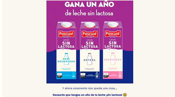 Gana un año de leche sin lactosa Pascual