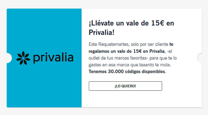 Llévate gratis un vale de 15€ en Privalia con Yoigo