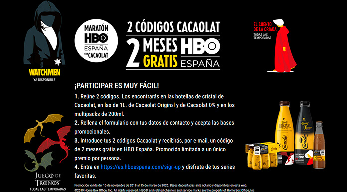 Disfruta de 2 meses de HBO gratis con Cacaolat