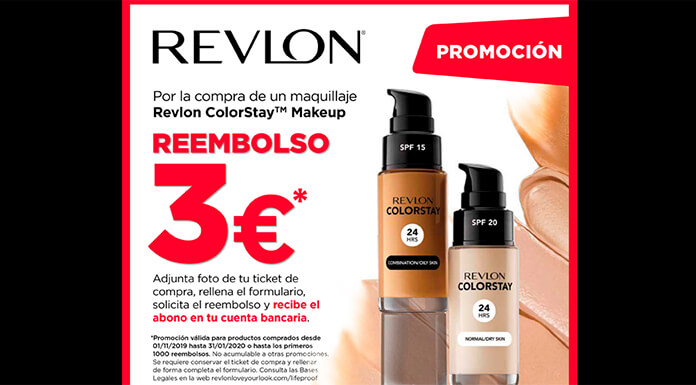 Reembolso de 3 euros en maquillaje Revlon