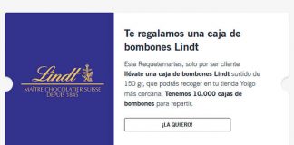 Yoigo te regala una caja de bombones Lindt Yoigo te regala una caja de bombones Lindt