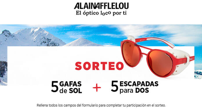 Alain Afflelou sortea 5 gafas de sol y 5 escapadas para dos