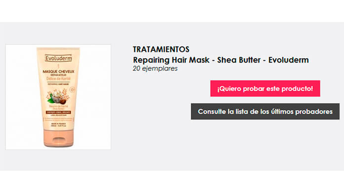 Dan a probar gratis Repairing Hair Mask de Evoluderm