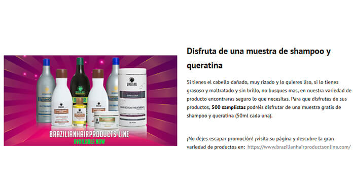 Muestras gratis de Brazilianhairproducts