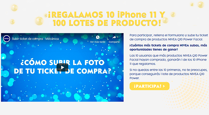 Nivea regala 10 iPhone 11 y 100 lotes de producto