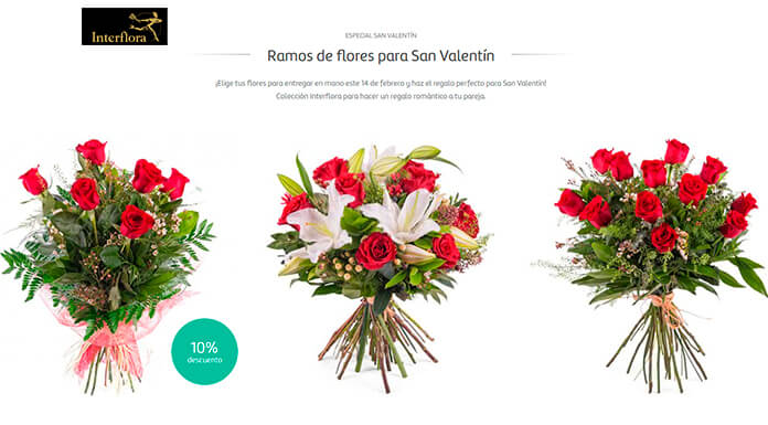 Ramos de Interflora para San Valentín