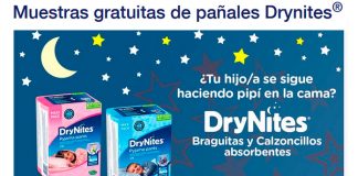 Muestras gratis a domicilio de pañales Drynites Muestras gratis a domicilio de pañales Drynites
