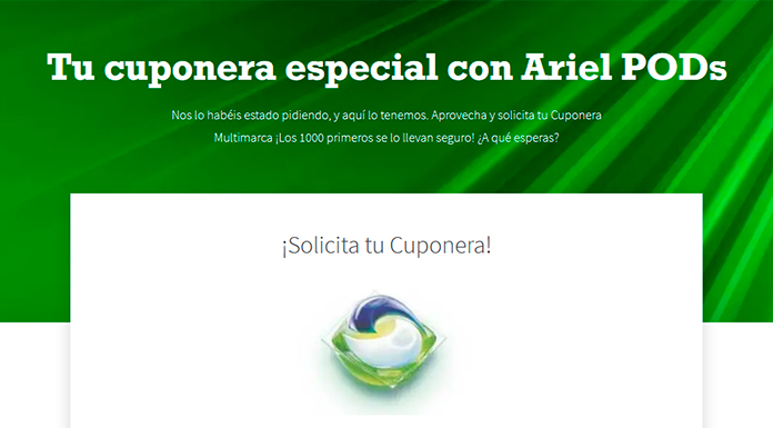 Gratis cuponeras especiales con Ariel Pods