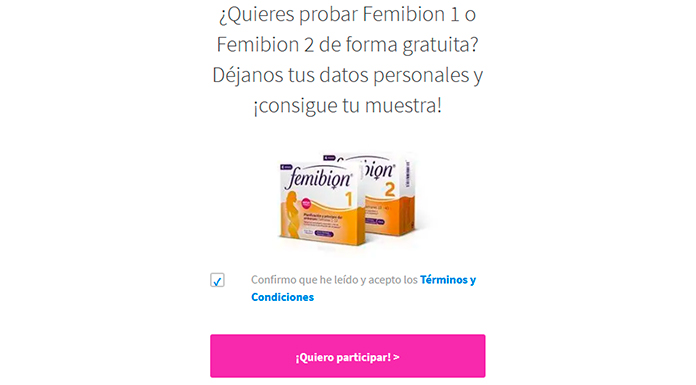 Muestras gratis de Femibion 1 o Femibion 2