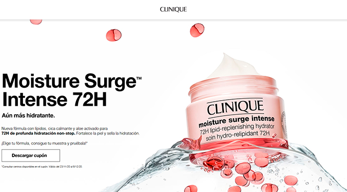 Clinique reparte muestras gratis de Moisture Surge Intense 72 h