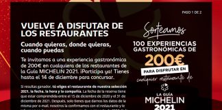 Gana una experiencia gastronómica de 200€ con Guía Michelin 2021 Gana una experiencia gastronómica de 200€ con Guía Michelin 2021