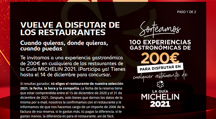 Gana una experiencia gastronómica de 200€ con Guía Michelin 2021