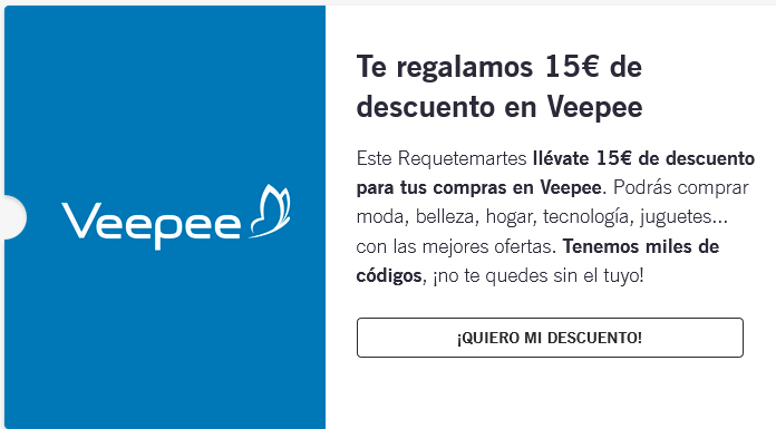 Yoigo te regala 15 € de descuento en Veepee