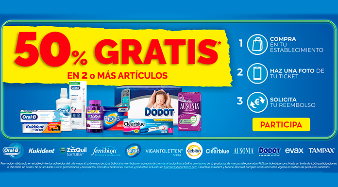 50% gratis en productos P&G