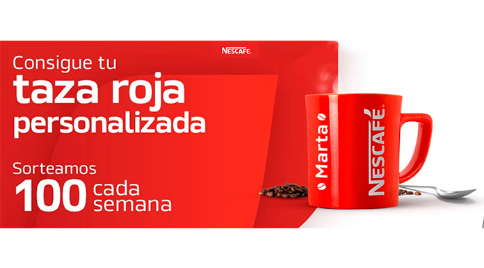 Consigue una taza roja personalizada con Nescafé