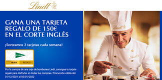 Lindt sortea 2 tarjetas cada semana Lindt sortea 2 tarjetas cada semana