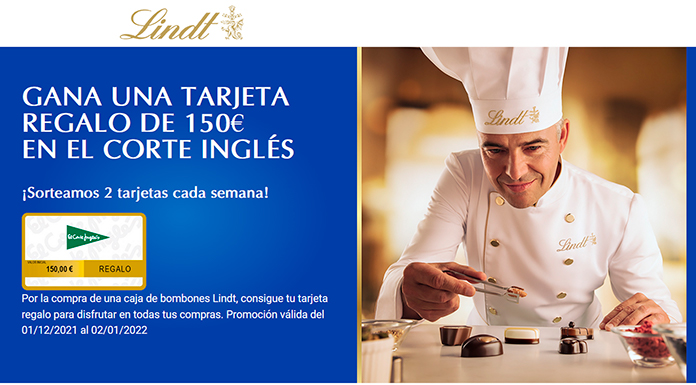 Lindt sortea 2 tarjetas cada semana