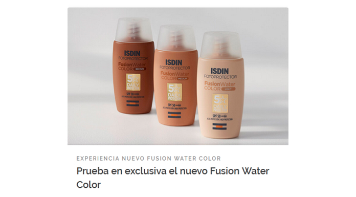 Muestras Gratis del nuevo Fusion Water Color de Isdin