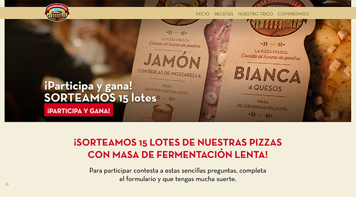 Sorteo de 15 lotes de pizzas Casa Tarradellas con masa de fermentación lenta