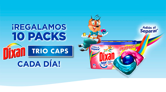 Regalan 10 packs Dixan Trio Caps Adiós al Separar cada día