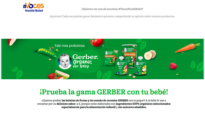 Prueba gratis la gama Gerber con tu bebé