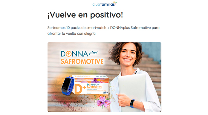 Sorteo de 10 packs de smartwatch + DONNAplus Safromotive de Club Familias