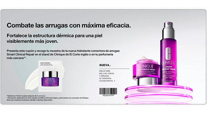 Muestras gratis de la hidratante correctora de arrugas Smart Clinical Repair