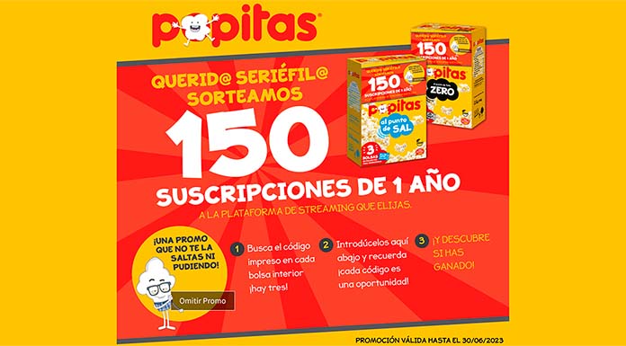 Sorteo de Popitas de 150 suscripciones de 1 año a una plataforma de Streaming