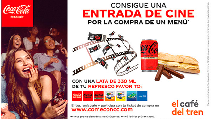 Entrada de cine gratis con Renfe y Coca Cola