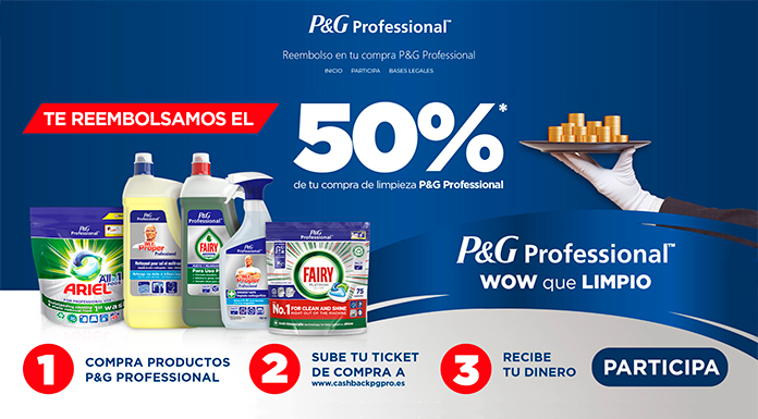 Reembolso del 50% de tu compra de limpieza P&G Professional