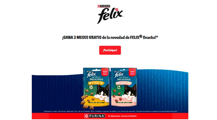 Gana 3 meses gratis de la novedad de Felix Snacks