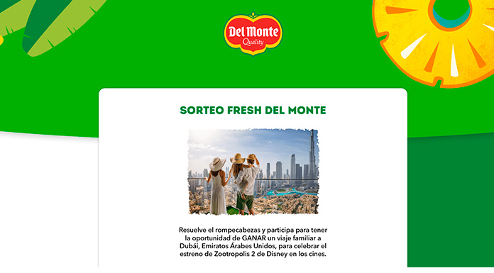 Gana un viaje con Del Monte Gana un viaje con Del Monte