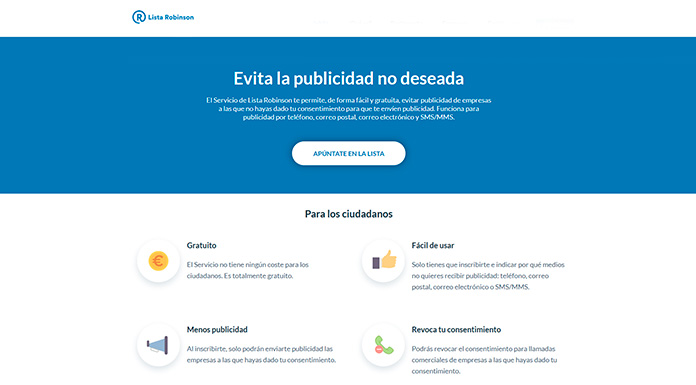 Como apuntarse a la Lista Robinson