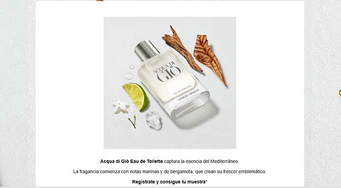 Muestra gratis de la fragancia Acqua Di Giò Muestra gratis de la fragancia Acqua Di Giò