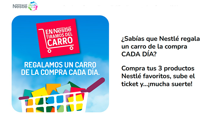 Nestlé regala un carro de la compra cada día