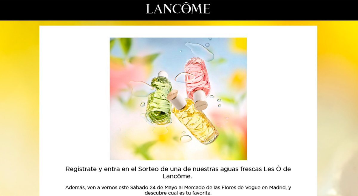 Sorteo de aguas frescas Les Ô de Lancôme