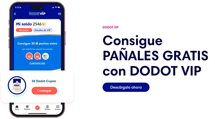 Llévate gratis un pack de pañales con Dodot VIP Llévate gratis un pack de pañales con Dodot VIP